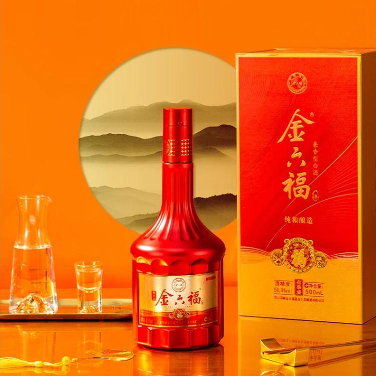 金六福 喜事连 优级 纯粮食白酒 固态发酵 五粮兼香型50.8度500mL