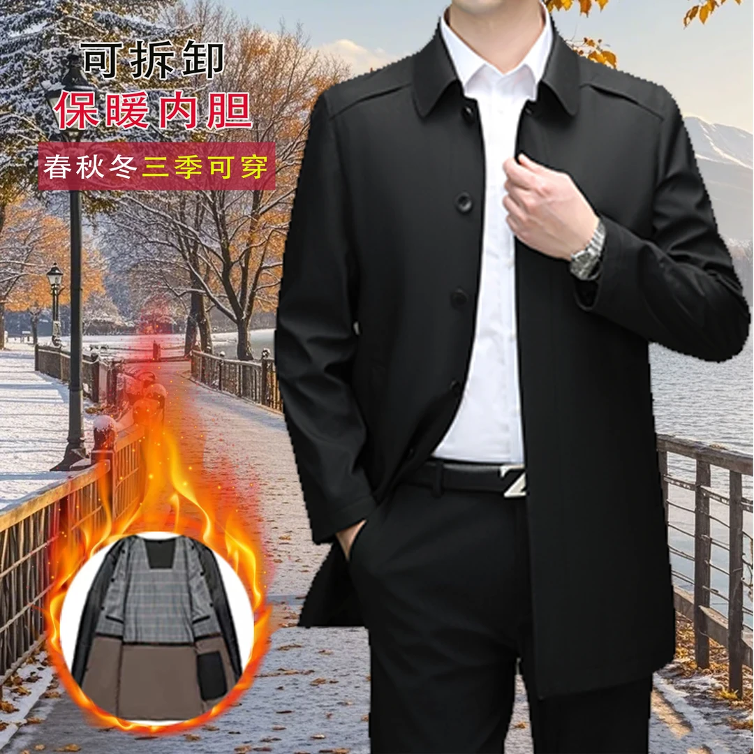 2024新款保暖男士风夹克款夹克修身加厚高档男装商务冬内胆可拆卸