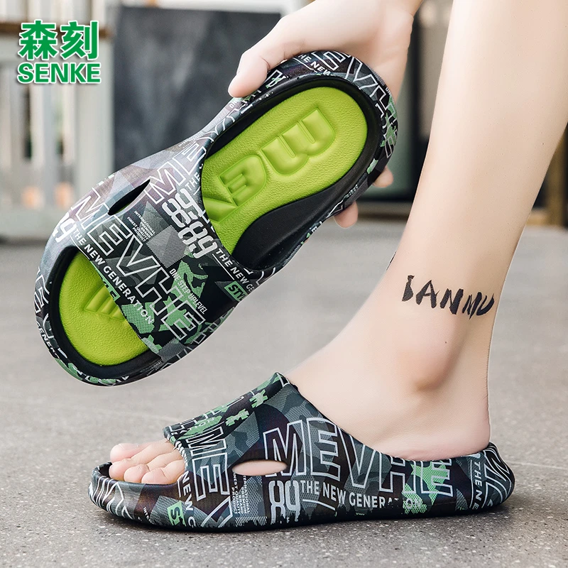 森刻男士室外拖鞋夏季新款外穿爆款网红踩屎感户外休闲软底一字拖