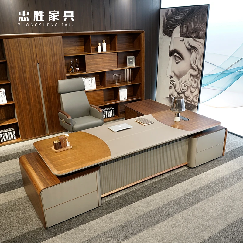 现代奢华办公桌椅高端总裁桌董事长办公室办公家具主管经理桌班台