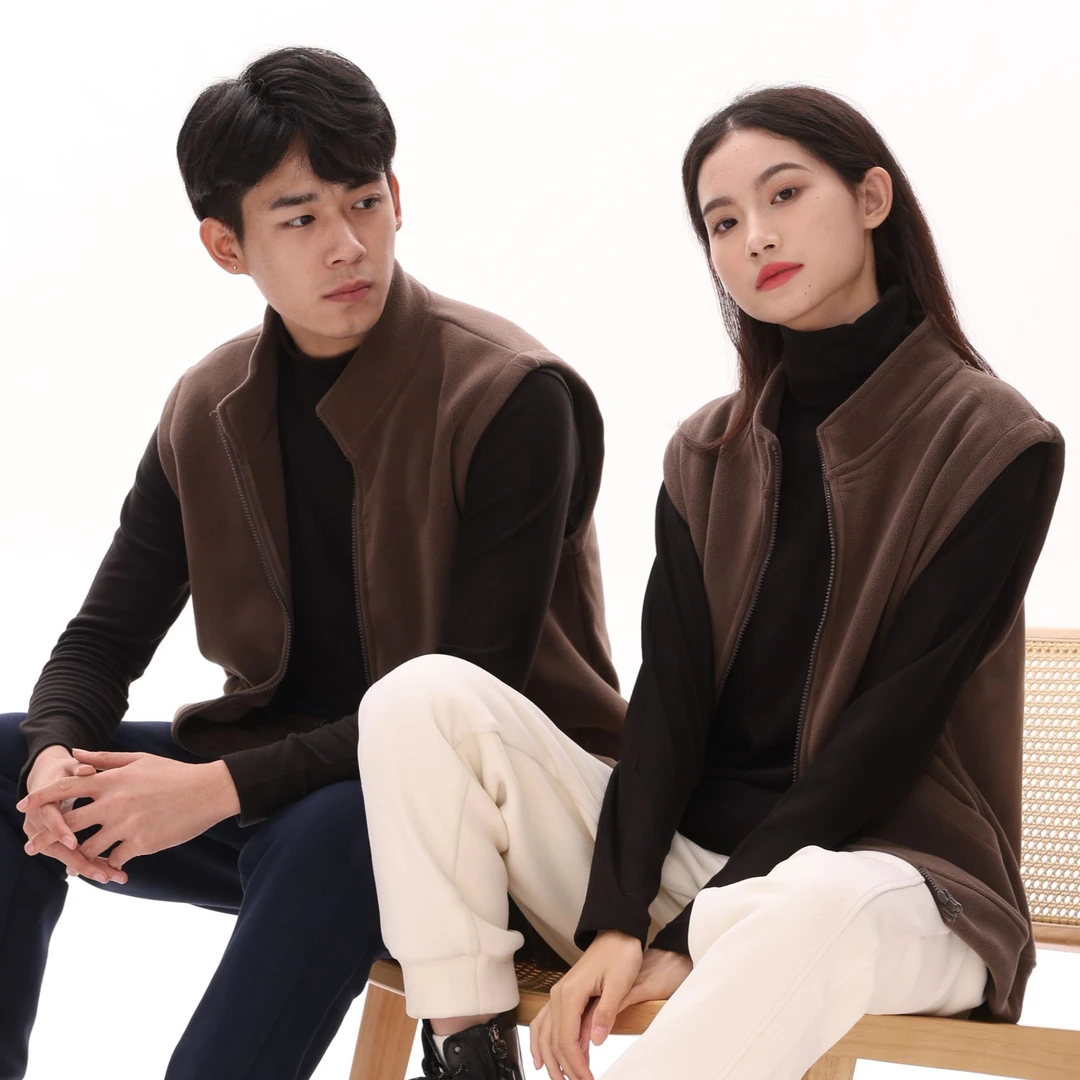 AS.DASASD男女款 颗粒绒背心 时尚户外休闲情侣双面加厚保暖短款