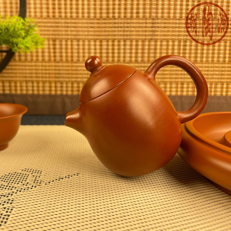 紫砂茶具全手工茶壶龙蛋大容量朱泥手拉茶壶泡茶专用单壶大红