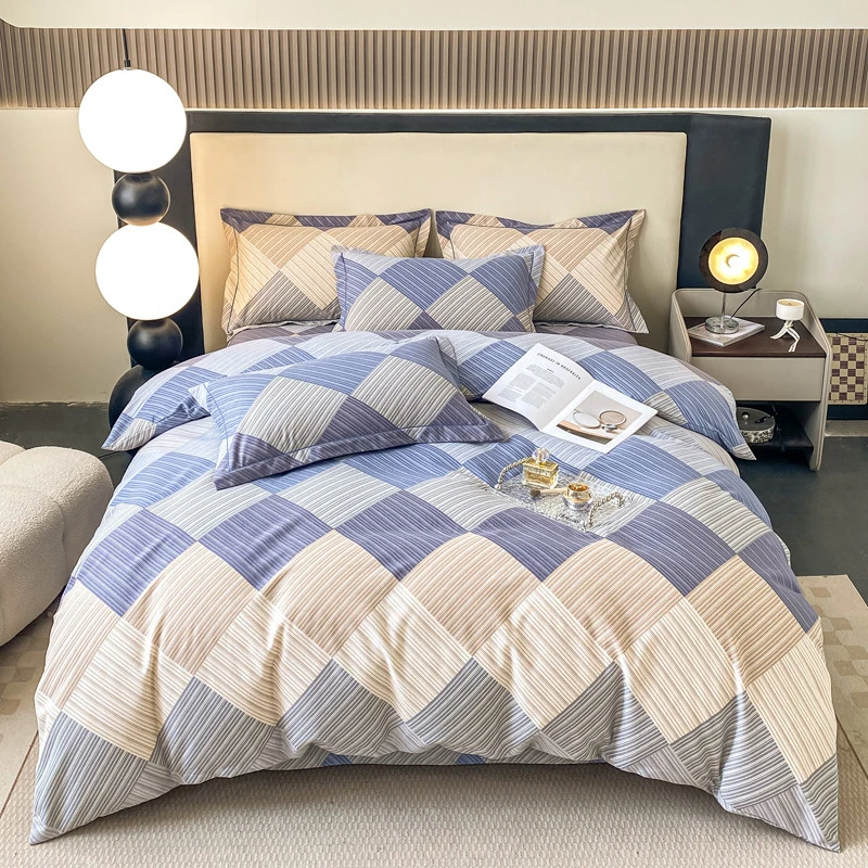 加厚全棉斜纹棉四件套被套被罩简约纯棉床单床上用品学生宿舍套件