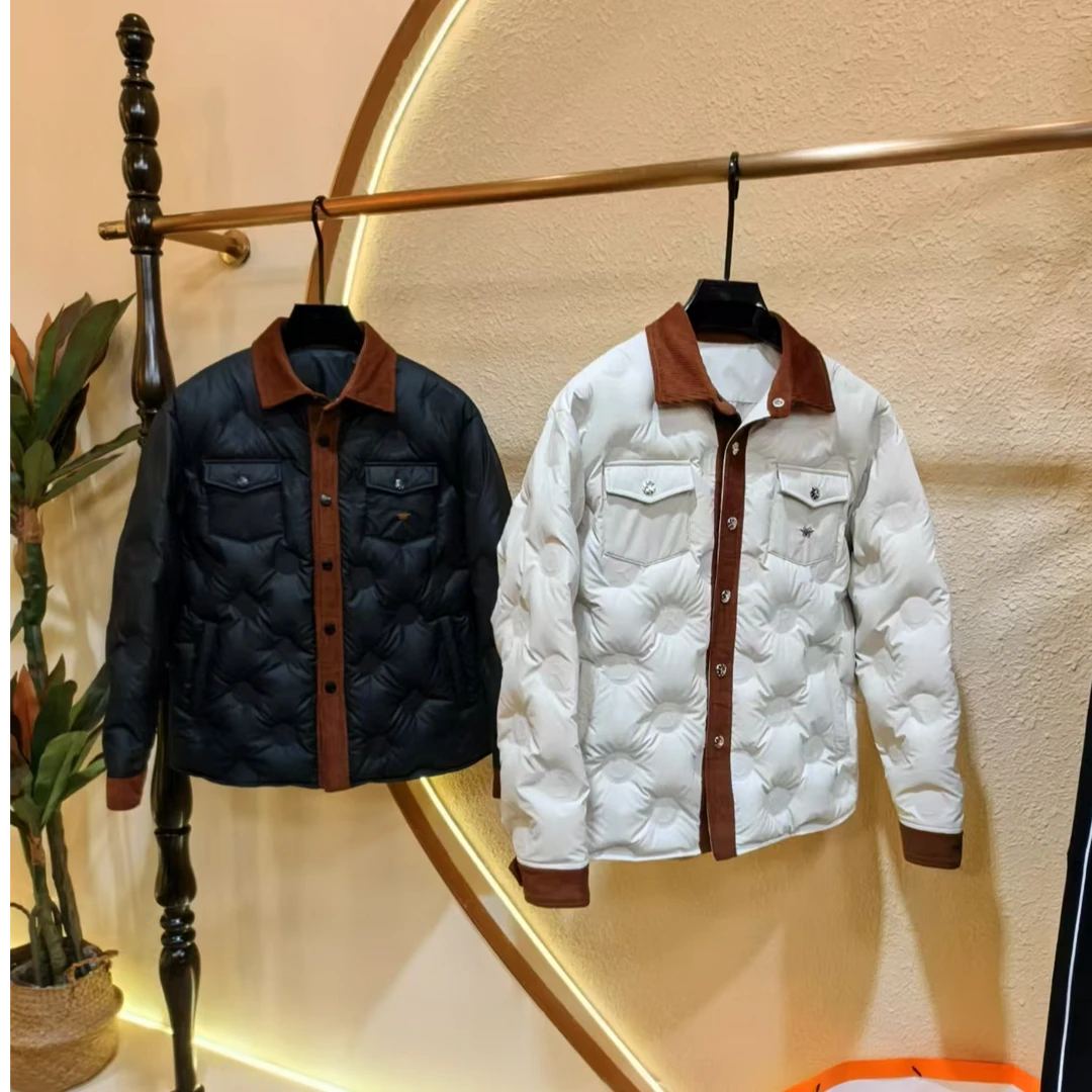 8805-4秋冬拼接新款翻领情侣款百搭羽绒服