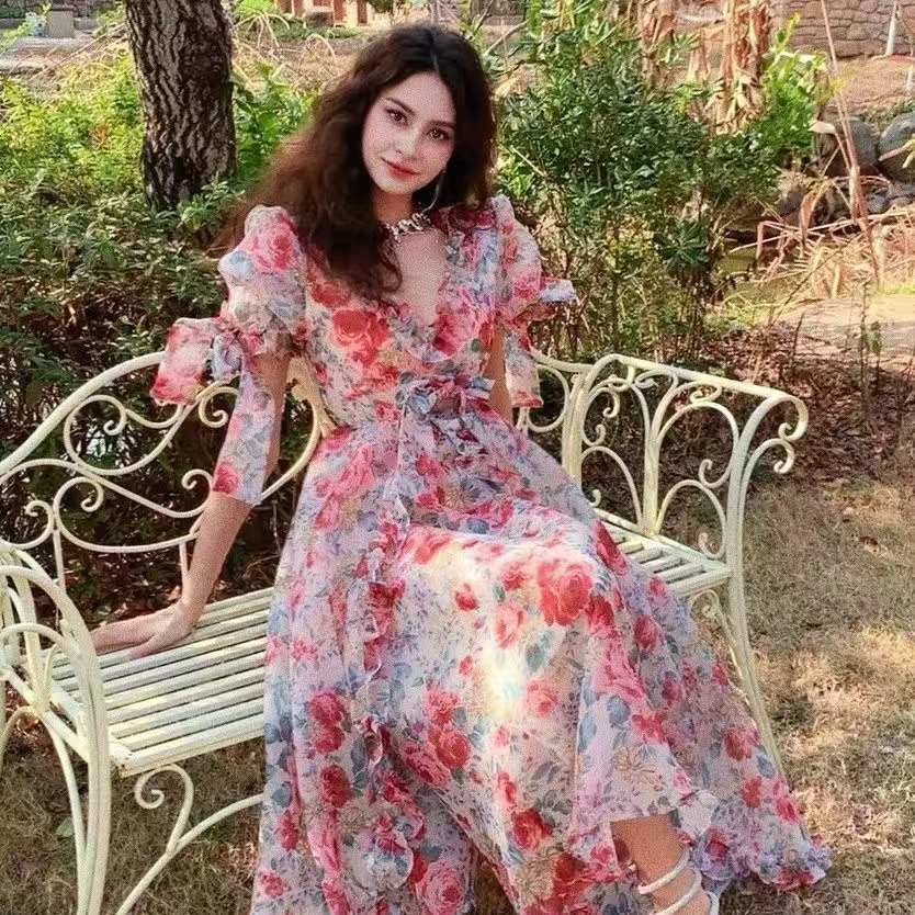 【七七专属】在逃公主连衣裙女高级感仙女蓬蓬裙成人礼碎花超仙