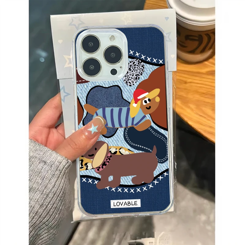 刺绣狗适用于苹果15pro/max耐脏爆款13pro硅胶11/ 果冻壳