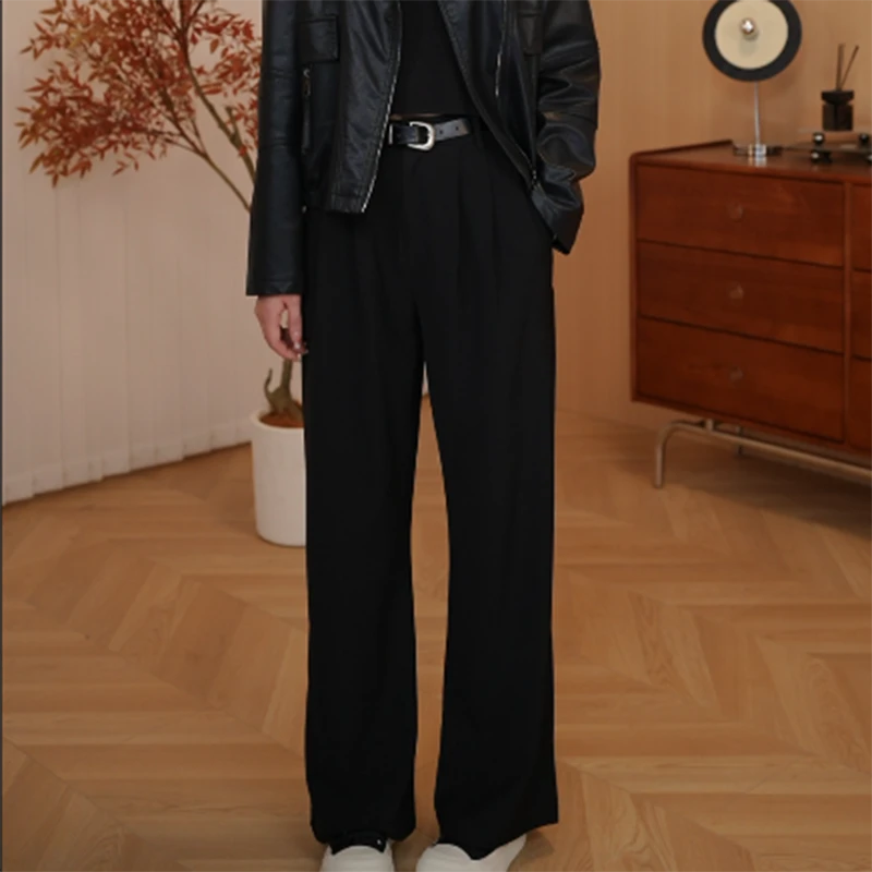 2025秋季新款阔腿长裤西装裤女高腰垂感显瘦休息直筒裤女