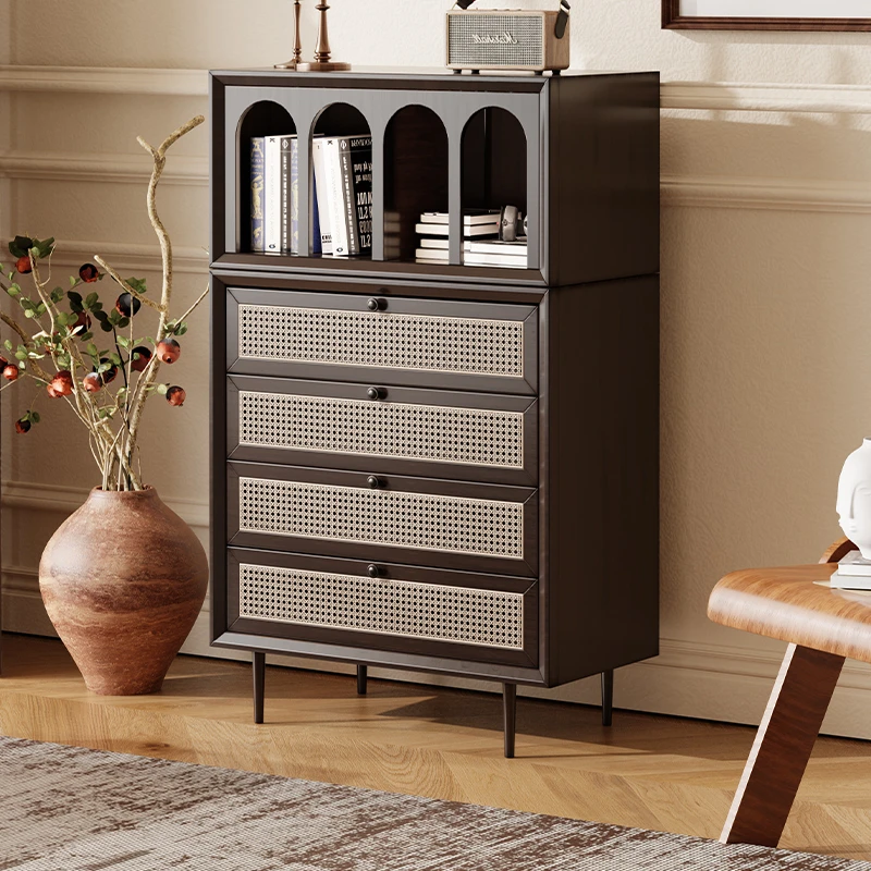 客拉客法式复古实木斗柜现代简约卧室客厅家用轻奢藤编置物斗橱