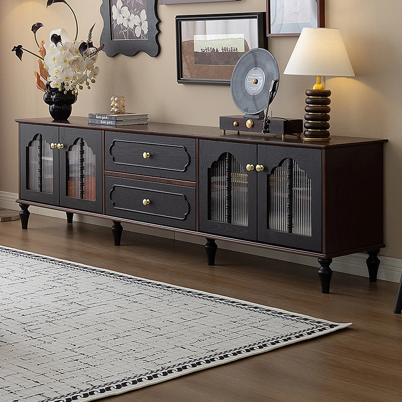 客拉客法式复古电视柜茶几组合实木柜子中古风客厅家用美式储物柜