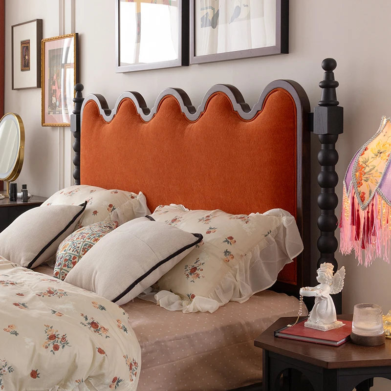 客拉客法式复古软包实木床1.8/2.0米主卧大床美式简约中古风家具