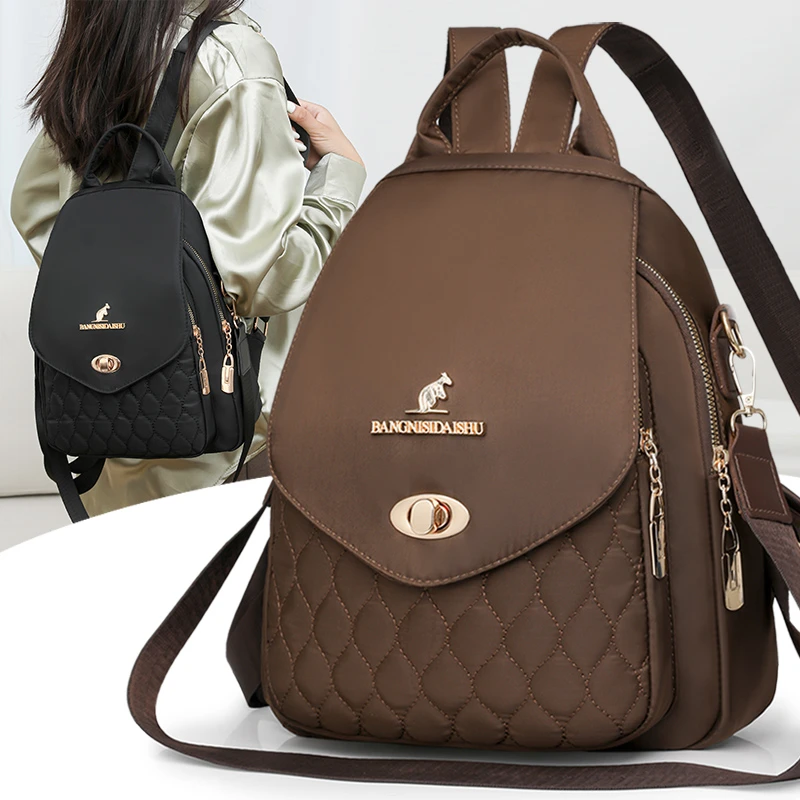 新款牛津布高级女士双肩包女2024韩版大容量百搭小背包时尚旅行包