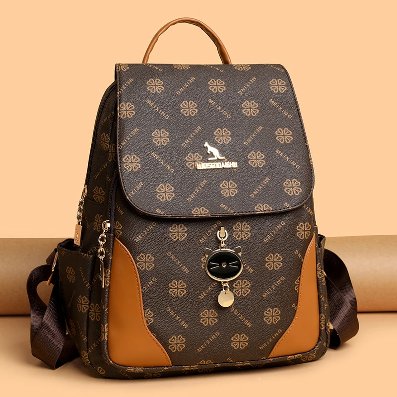 正品威森新款斜挎包双肩包女时尚旅行背包印花软皮包休闲大容量