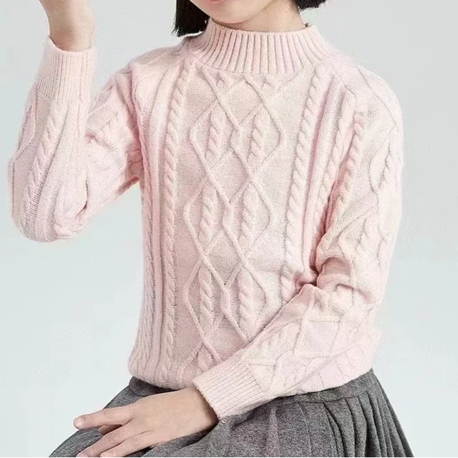 宝丫轻奢  T儿童款时尚保暖套头圆领麻花打底针织衫毛衣K703