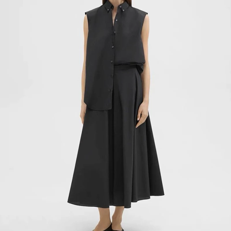 宝丫轻奢  女式通勤简约高腰伞裙大摆半身裙B9775