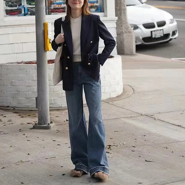 宝丫轻奢 女式时尚双排金属扣时尚西装外套B6425