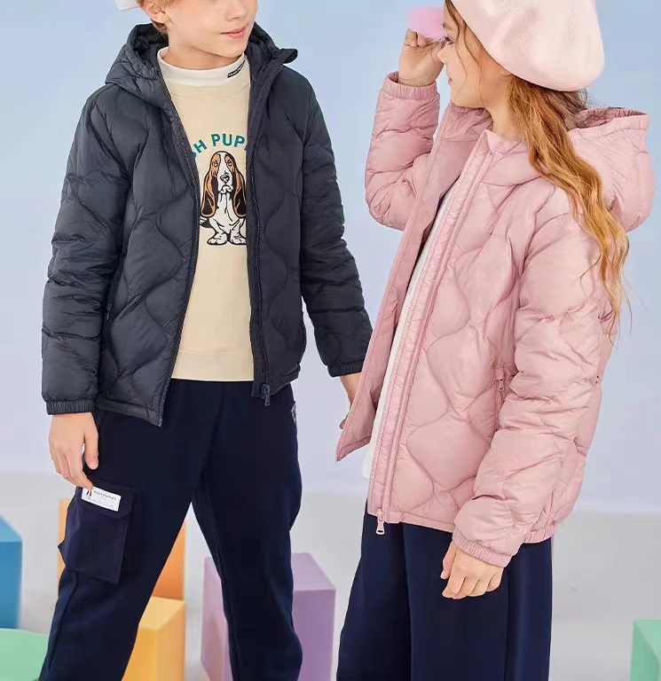 宝丫轻奢  儿童时尚休闲糖果色连帽保暖轻便羽绒服外套B6597