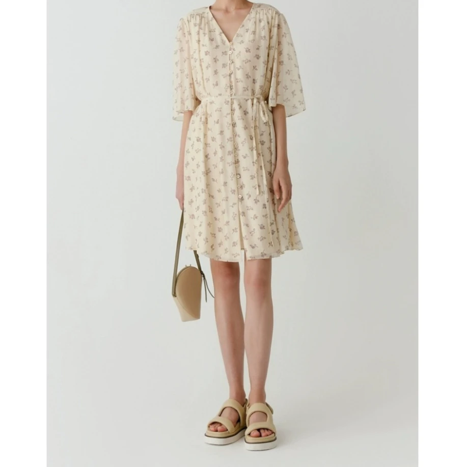 宝丫轻奢  女式简约气质宽松系腰带连衣裙B9518