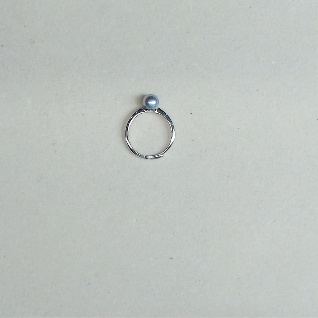 【A321】7-8mm真多麻珍珠戒指素款开口戒指S925银