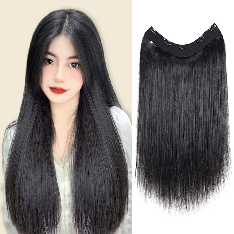 爱菲尔u型真发一片式发片假发片女头顶长发无痕接发自己接全真发