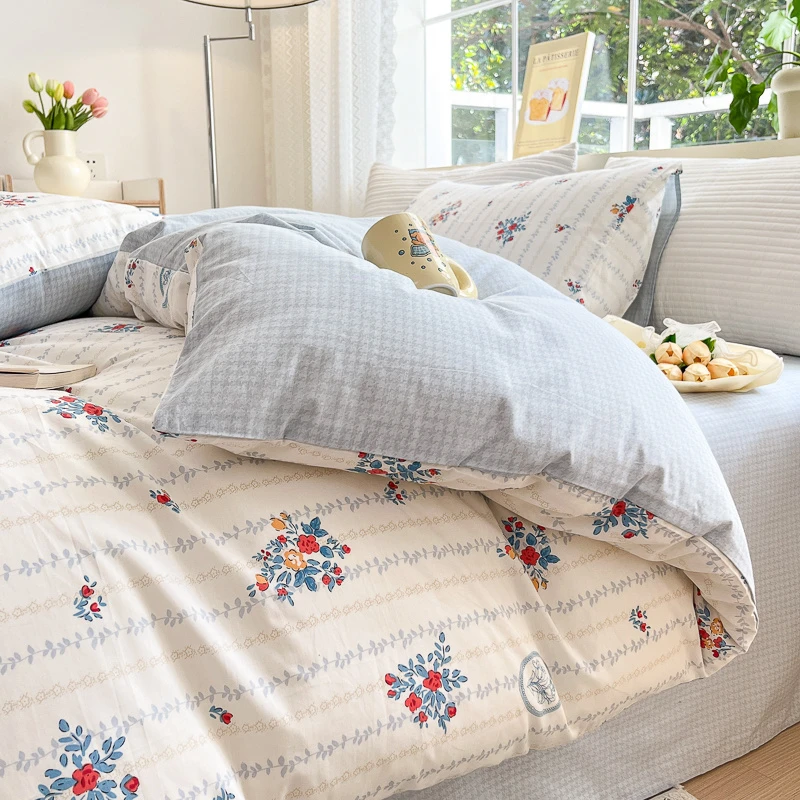 四季通用纯棉100床上四件套床笠全棉被套单件学生宿舍单人三件套