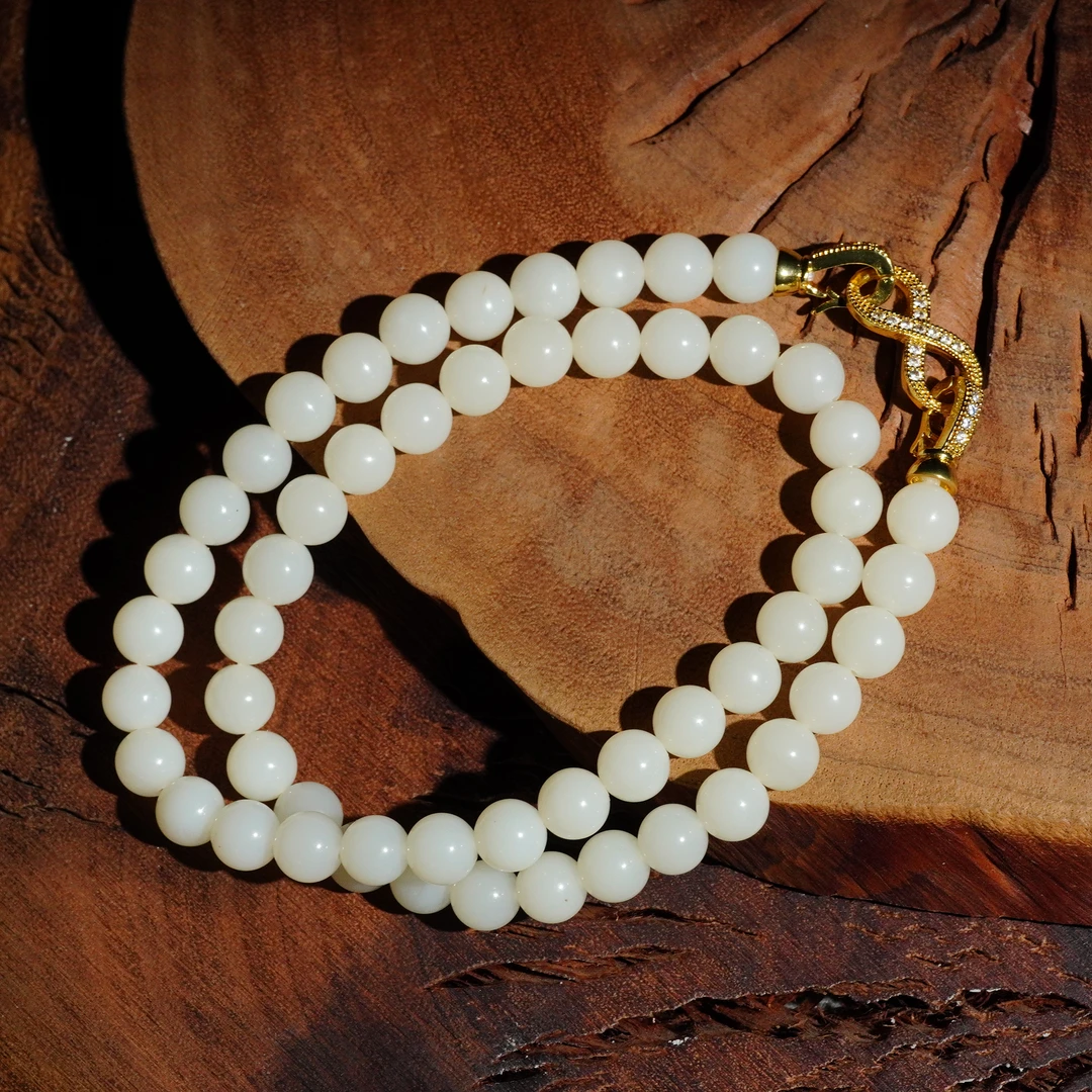 【艳姐臻选】和田玉米达女神链 8MM  8300