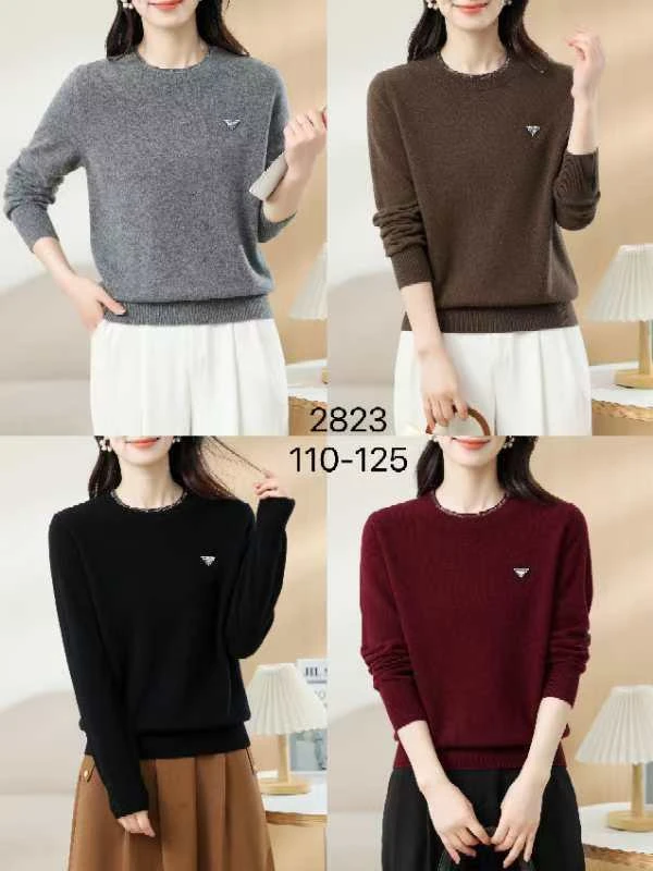 【于姐】2823圆领针织打底衫时尚百搭羊毛衫