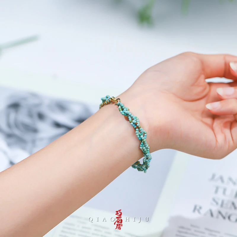 巧石居波西米亚风原矿绿松石炫彩手链漫彩之恋（一条 多样性发货）