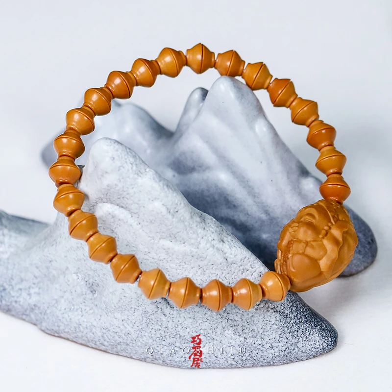 橄榄核雕刻金饭碗象神单圈油性大密度高(一条 多样性发货)