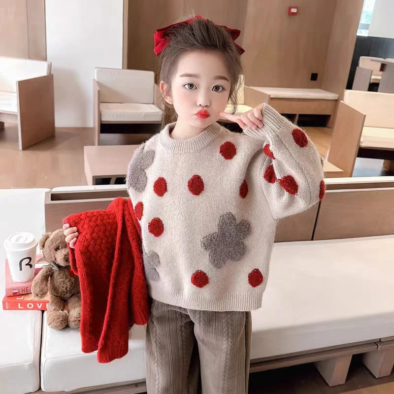 女童毛衣2025春秋季加厚套头针织衫女宝宝时尚外穿洋气可爱外穿
