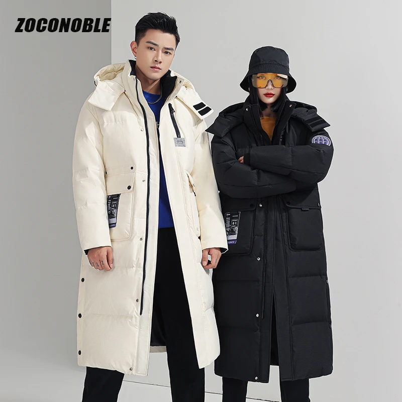 ZOCONOBLE/佐潮中长款防风保暖羽绒服ins潮流情侣休闲外套连帽上
