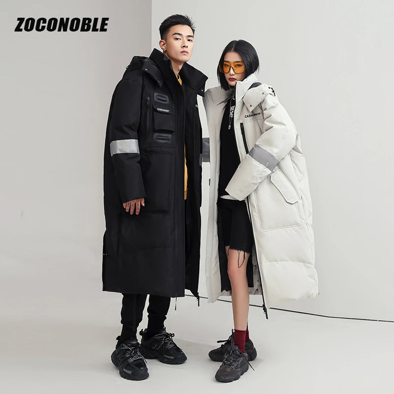 ZOCONOBLE/佐潮长款羽绒服男中长款过膝工装潮牌运动户外冬季外套