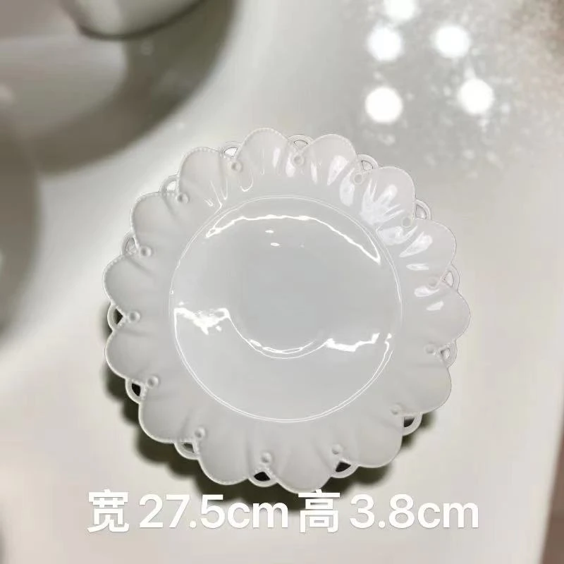 雨滴珠点圆盘手工家用陶瓷点心盘