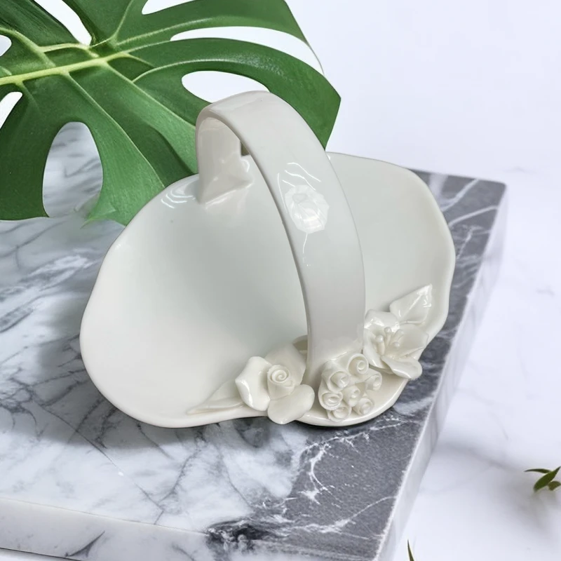 团团花提篮云朵篮手工高档家用创意陶瓷简约中式手工高档