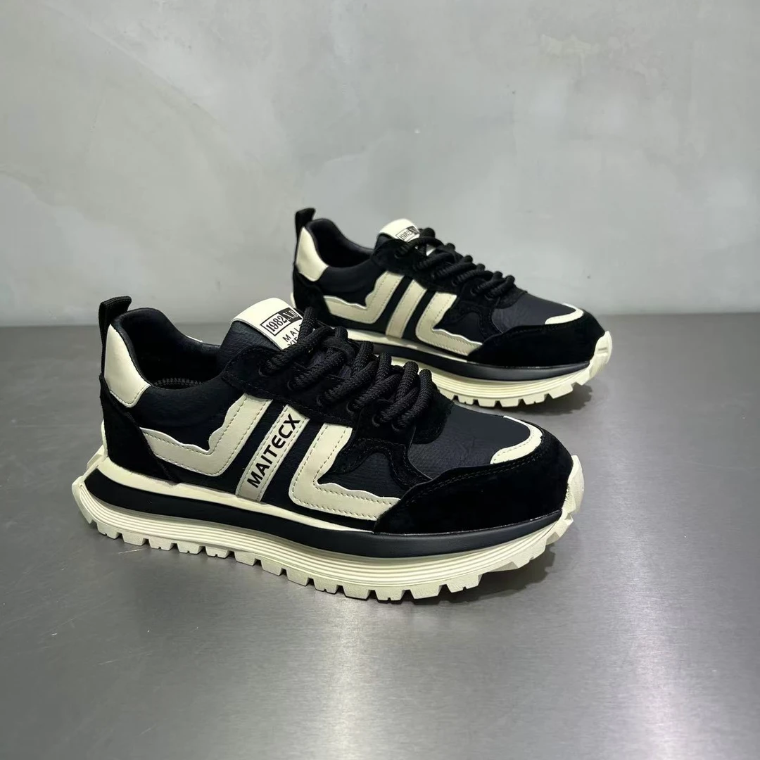 2024冬季男士新款欧洲站拼色厚底阿甘鞋单棉同款休闲鞋运动鞋