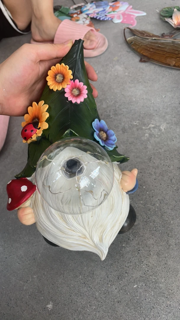 吹泡泡地精太阳能摆件