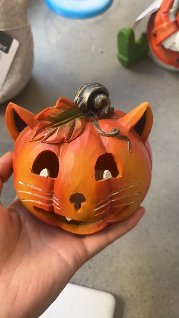电子猫咪脸南瓜树脂摆件