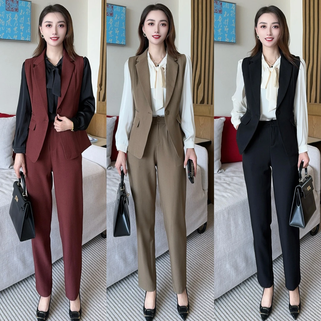 【彦素】2024秋季新品马甲套装三件套轻职风显瘦显高气质女神范套装