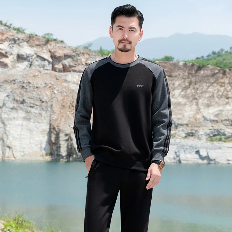 中老年运动套装男春秋爸爸运动套装男士休闲运动服套装三件套秋装