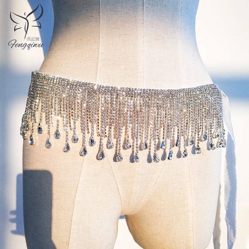 凤起舞新款肚皮舞腰链 水钻流苏动感名师钻链 练习练功表演出配饰