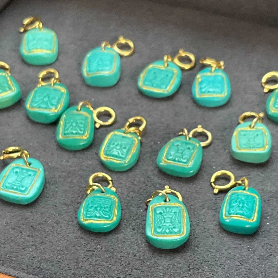 【琪钰】初尘 18k绿松石扎基杵杵小坠子 多样性发一个-J23111807