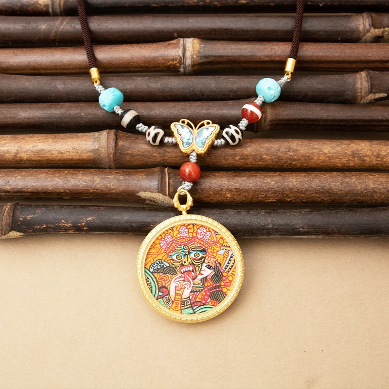 非金属珐琅吊坠 菩斋阁   扎基 民族风 卡卡吊坠梵音【0149】