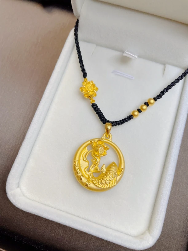 足金999连年有余编织项链