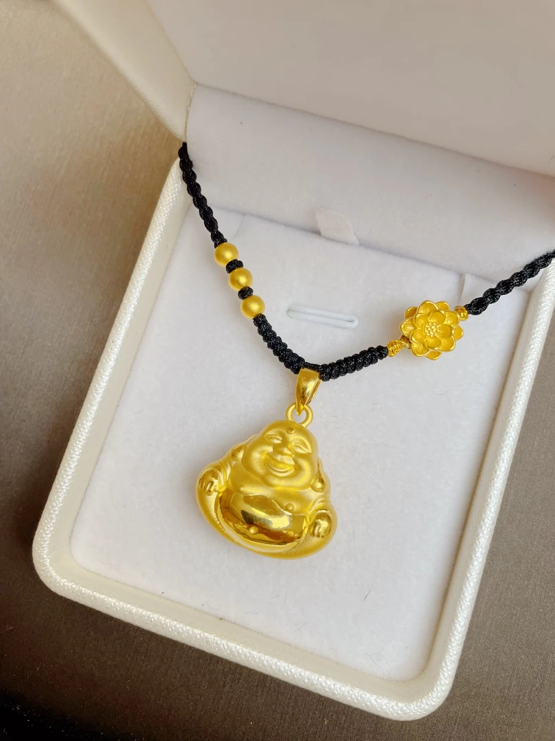 足金999笑佛编织项链