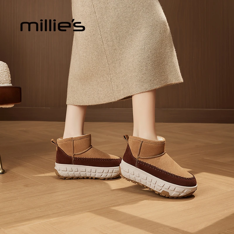 妙丽雪地靴女款爆款2025新款短筒厚底防滑保暖棉鞋女冬季加绒加厚