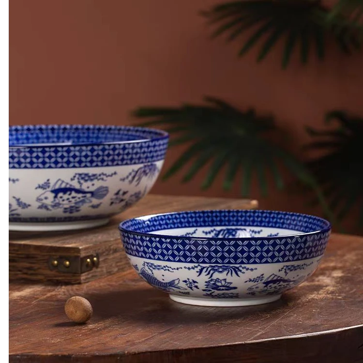 青花陶瓷10英寸和面碗家用大号面盆水煮鱼酸菜鱼汤菜盆加厚洗菜盆