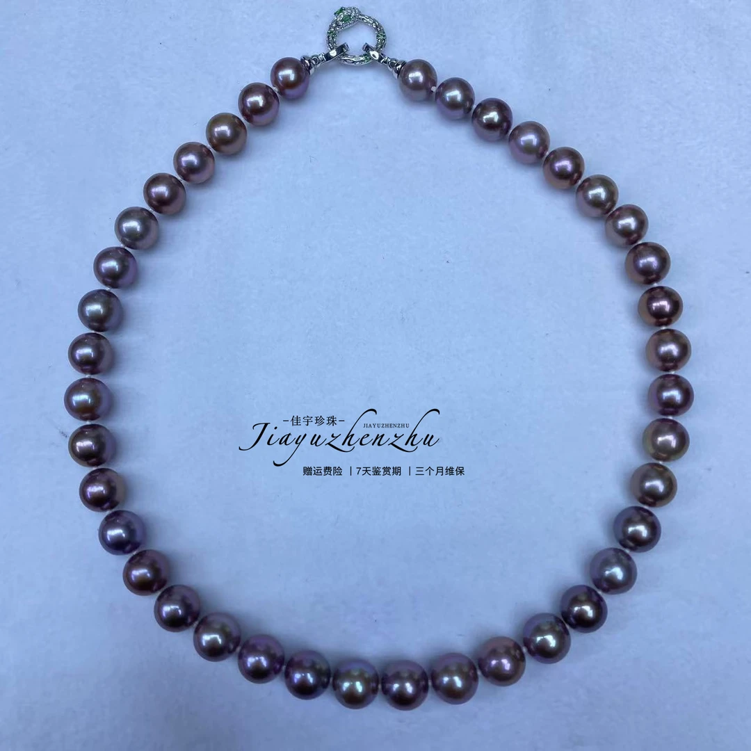 【佳宇珍珠】淡水紫珠项链满串金属美拉德色 10-11mm  DSX109