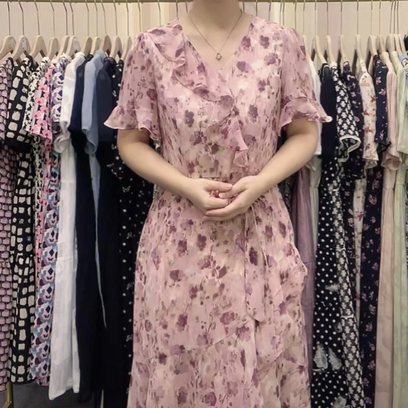 【YS1033】2024夏装新款时尚显瘦碎花连衣裙