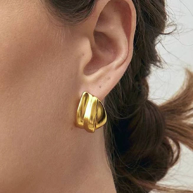 不锈钢亚克力耳饰 MonSecrert交叠耳钉MON042107