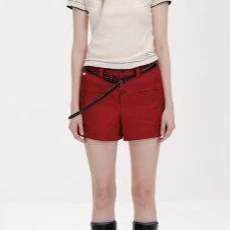 fafamoon红色牛仔短裤FFMN041017R