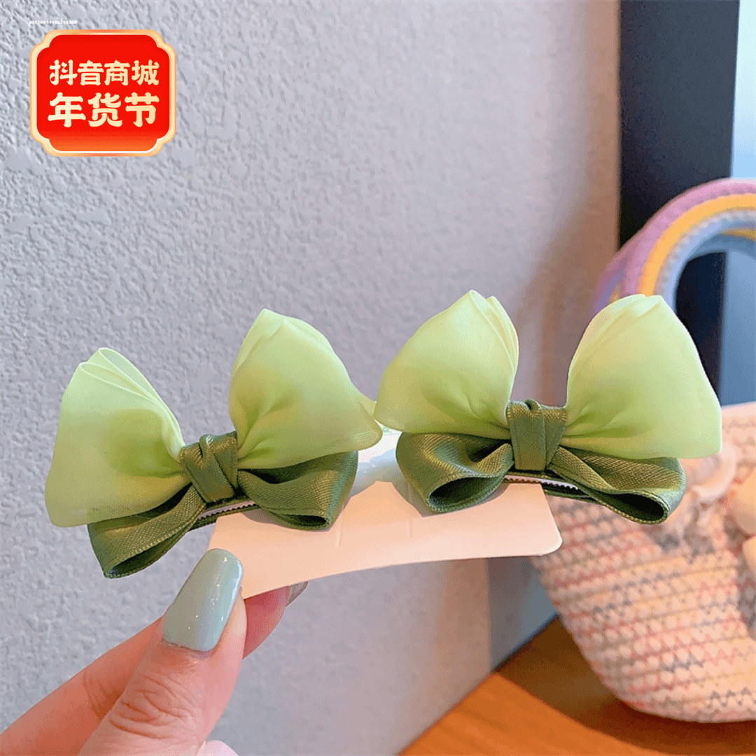 百搭发卡2023果冻纱蝴蝶结发夹侧边边夹发饰气质精致对夹甜妹显白